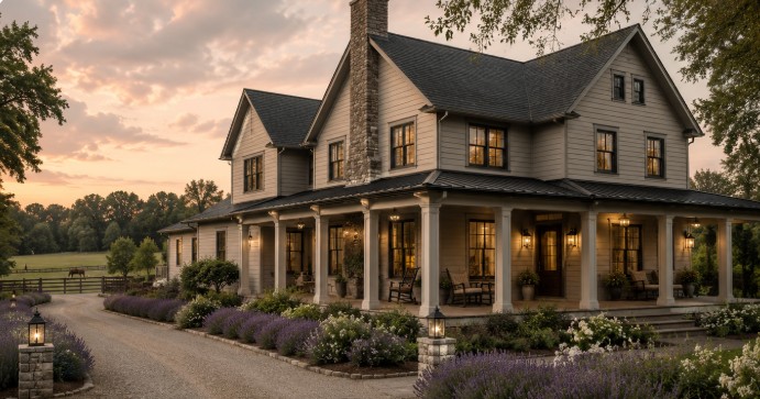 Inspirational Modern Farmhouse home with lavendar